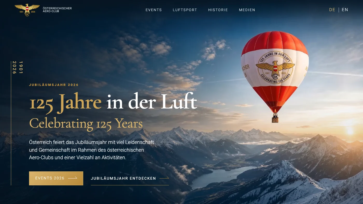 Jubiläumswebsite 125 Jahre Österreichischer Aero-Club