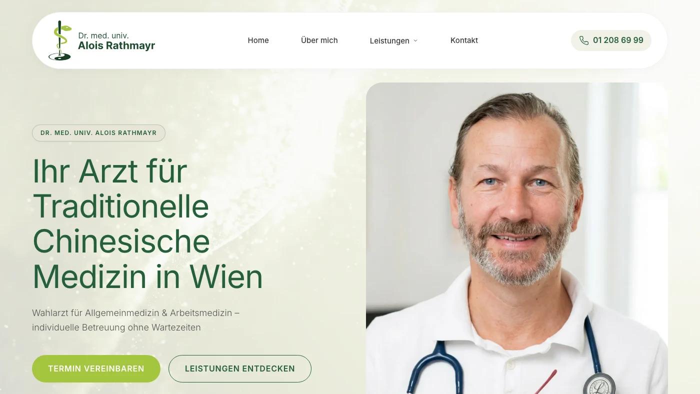 Website der Ordination Dr. Alois Rathmayr